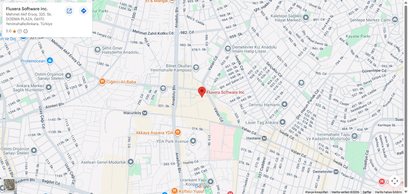 Fluxera Software Inc. — ofis konumu, Yenimahalle / Ankara